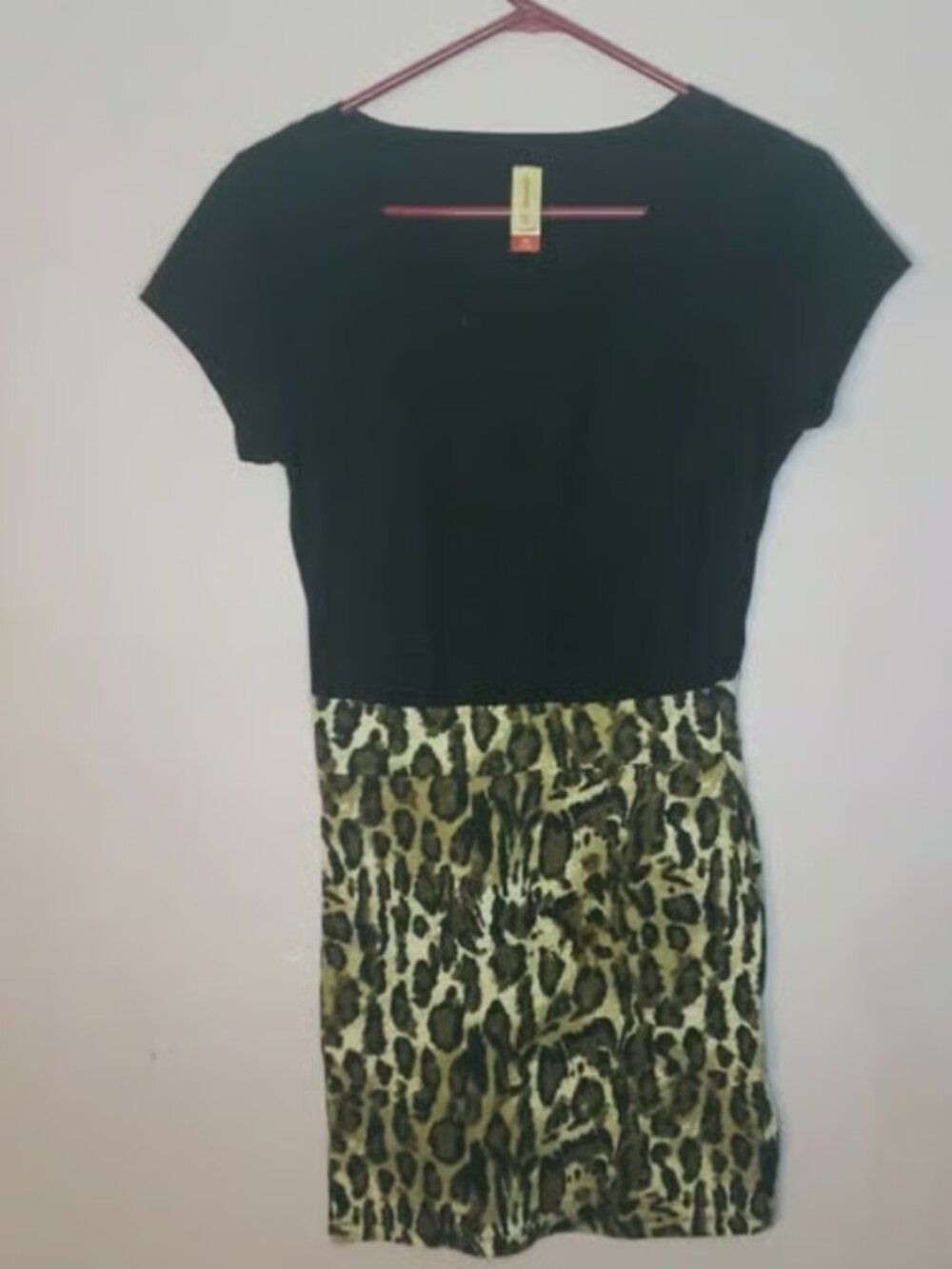 No Boundaries Black & Leopard t-shirt dress(Medium)